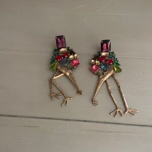 Tory Burch rhinestone bird earrings clip on